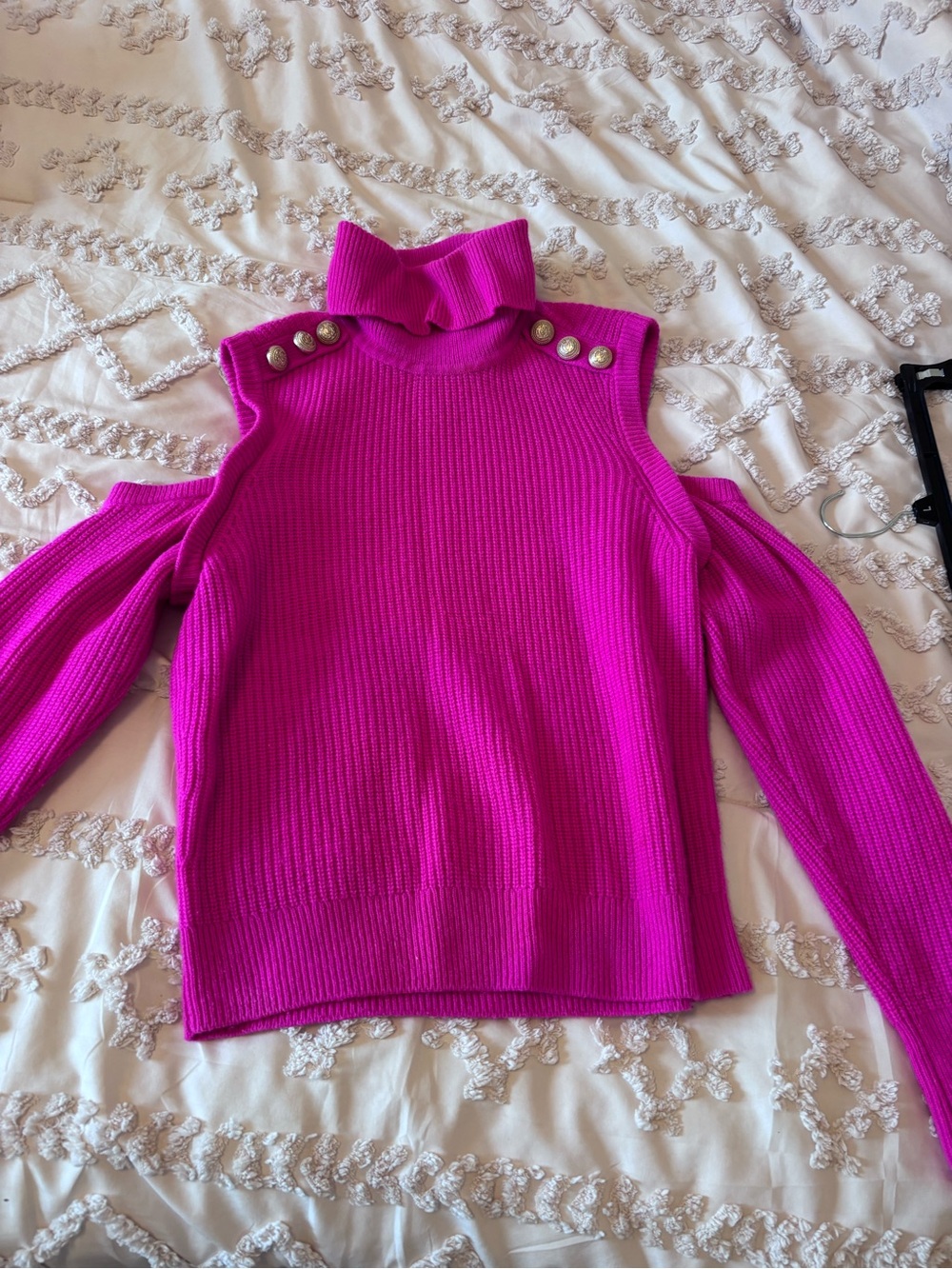 Generation Love Cold-Shoulder Turtleneck Sweater in Hot Pink